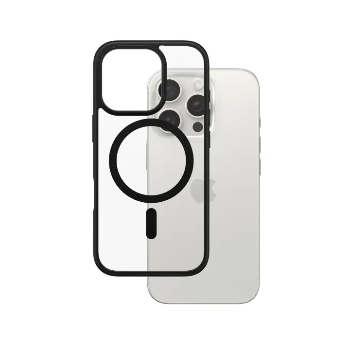 ® HardCase Transparent w. Black MagSafe & Frame iPhone 16 Pro funda para teléfono móvil Negro