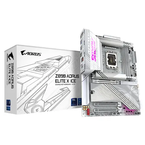 Placa base Z890 AORUS ELITE X ICE - Compatible con CPUs Intel Core Ultra (Serie 2), VRM de 16+1+2 fases, hasta 9500MHz DDR5 (OC), 1xPCIe 5.0 + 4xPCIe 4.0, Wi-Fi 7, LAN 2.5GbE, Thunderbolt 4 - Imagen 1