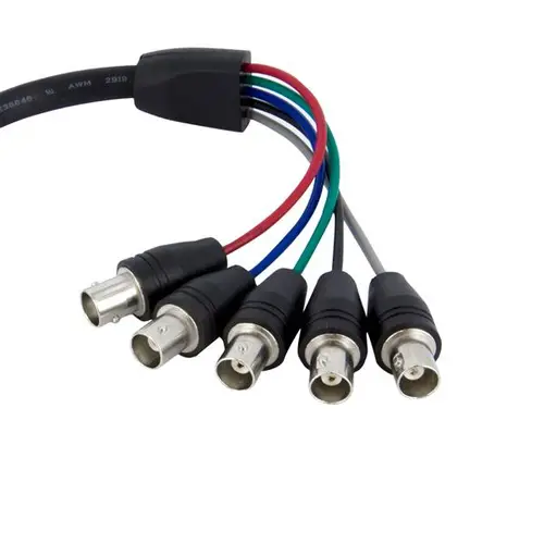Cable de 30 cm Coaxial para Monitor HD15 VGA a 5 BNC RGBHV - Macho a Hembra - Imagen 2