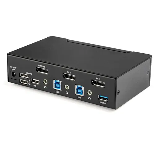 Switch Conmutador KVM de 2 Puertos DisplayPort - 4K a 60Hz - para Una Pantalla - Switch KVM de 2 Puertos DP 1.2 UHD con Hub Ladrón USB 3.0 y Audio - Dell HP Apple - TAA - Imagen 2