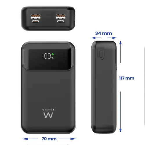 Power Bank de 65W y 20,000 mAh  Batería Externa de Carga Rápida con Entrada y Salida USB-C - Imagen 2