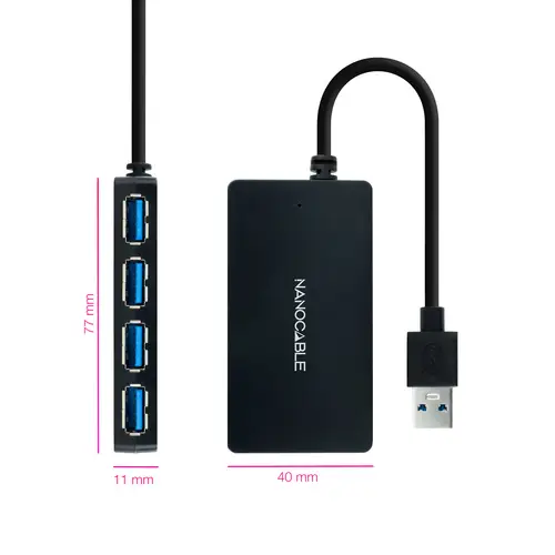 Hub USB 3.0 con 4 Puertos de USB 3.0, USB-A/M-USB 3.0/H, Negro, 15 cm - Imagen 2