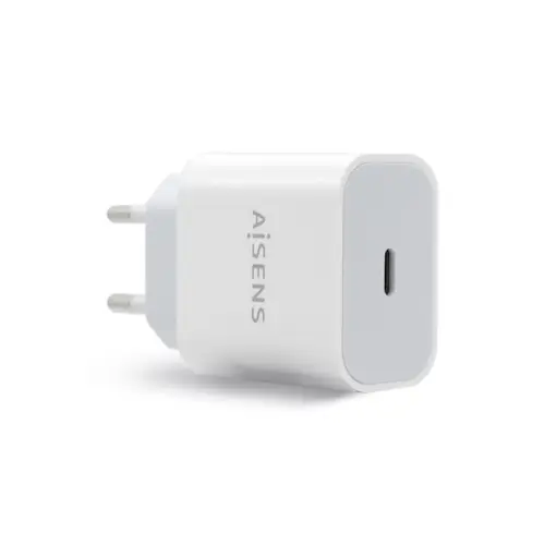 Cargador USB-C P?3.0 1 Puerto 1x USB-C 20 W, Blanco - Imagen 1