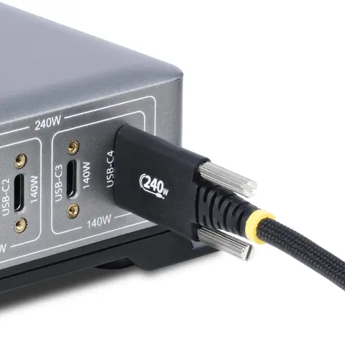 Cable Cargador USB-C de 3m - Tornillos Laterales de Fijación - Cable USB Tipo C de Carga EPR de 240W (5A) - Cable USB 2.0 - Cable Resistente con Recubrimiento de Silicona - USB-IF - Imagen 8