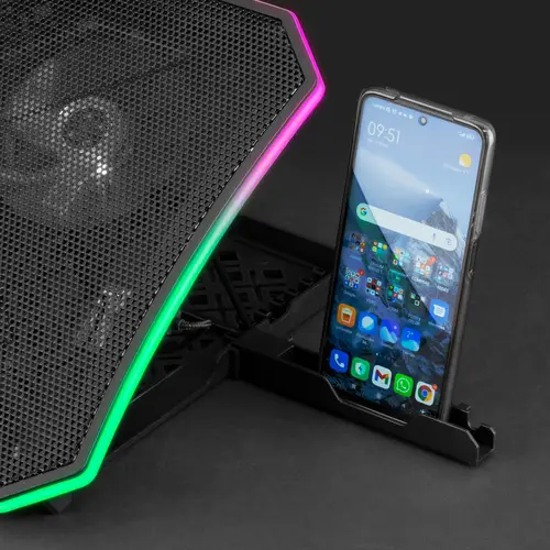 MNBC6, Base Refrigeradora + Stand XL 19'' ARGB, 3 Ventiladores, Soporte para Móvil - Imagen 5