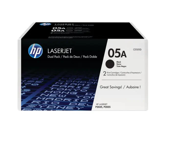 Pack de 2 cartuchos de tóner originales 05A LaserJet negro