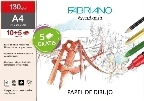 LAMINAS DIBUJO FABRIANO A4 LISA B/10 - Pack de 10 unidades