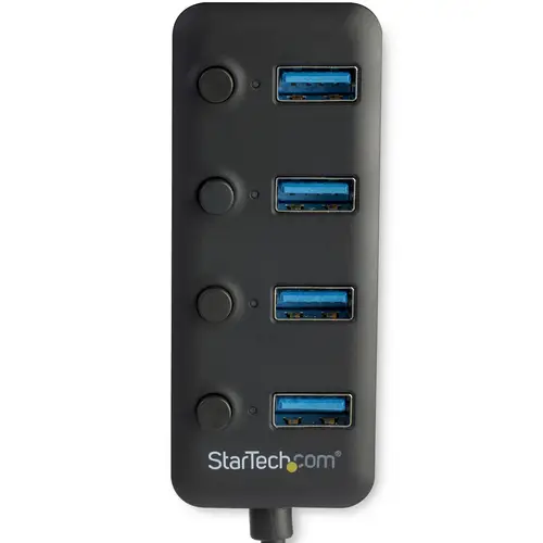 Hub Ladrón USB 3.0 4 Puertos - USB-A a USB 3.0 Tipo A con Interruptores Individuales de Encendido/Apagado - USB 3.2 Gen 1 SuperSpeed 5Gbps - Alimentado por el Bus USB - Portátil - Cable de 25cm - Imagen 3