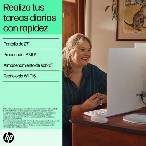 27-cr0026ns AMD Ryzen 3 7320U 68,6 cm (27") 1920 x 1080 Pixeles PC todo en uno 8 GB LPDDR5-SDRAM 512 GB SSD Windows 11 Home Wi-Fi 6 (802.11ax) Blanco - Imagen 5