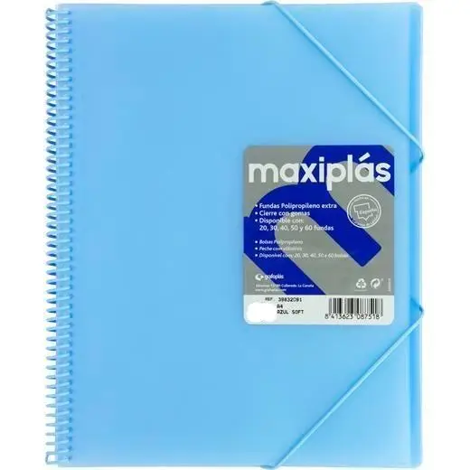 GRAFOPLÁS CARPETA CON FUNDAS MAXIPLÁS ESPIRAL A4 30 FUNDAS C/SO..