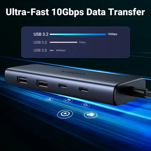 7-in-1 USB-C Hub CM498 Acoplamiento Base Gris - Imagen 6
