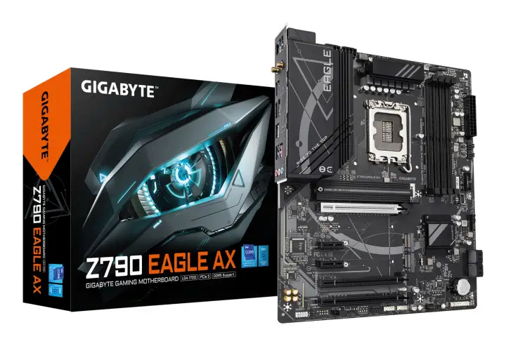 Z790 EAGLE AX Placa base - Soporta CPUs Intel Core de 14ª generación, VRM digital de 12+1+1 fases, hasta 7600MHz DDR5 (OC), 3xPCIe 4.0 M.2, Wi-Fi 6E, LAN de 2.5GbE, USB 3.2 Gen 2