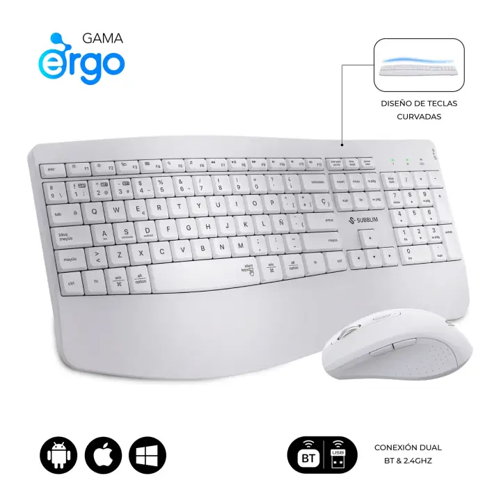 Teclado con ratón COMBO DUAL OFFICE PROWAVE WHITE