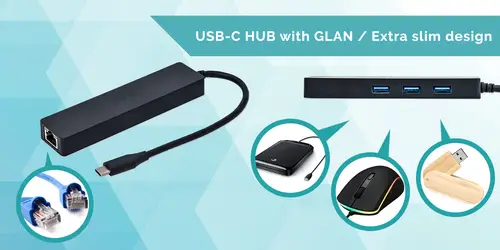 Advance USB-C Slim Passive HUB 3 Port + Gigabit Ethernet Adapter - Imagen 8