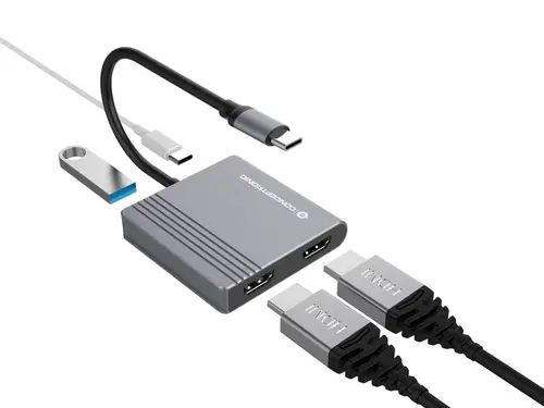 DONN13G base para portátil y replicador de puertos Alámbrico USB 3.2 Gen 1 (3.1 Gen 1) Type-C Gris - Imagen 3