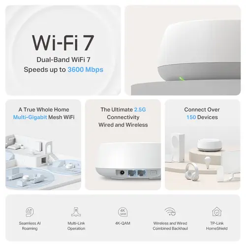 DECO BE25(2-PACK) sistema Wi-Fi Mesh (Wi-Fi en malla) Doble banda (2,4 GHz / 5 GHz) Wi-Fi 7 (802.11be) Blanco Interno - Imagen 3