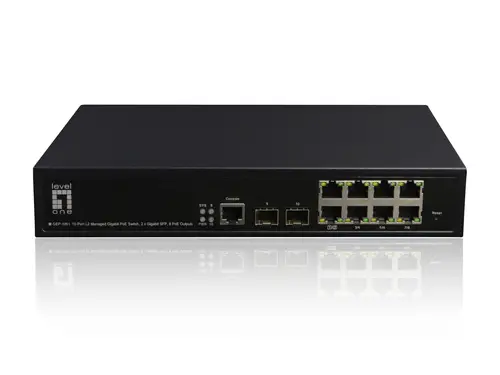 GEP-1061 switch Gestionado L2 Gigabit Ethernet (10/100/1000) Energía sobre Ethernet (PoE) Negro - Imagen 1