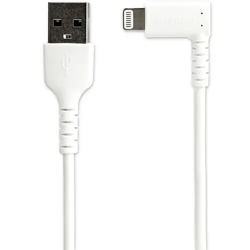Cable Resistente USB-A a Lightning de 1 m - Blanco -Acodado en un Ángulo de 90° a la Derecha - Cable de Carga y Sincronización USB Tipo A a Lightning de Fibra de Aramida Resistente - MFi - iPhone - Imagen 2