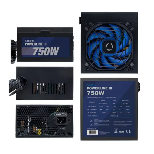 Powerline III 750 unidad de fuente de alimentación 750 W 20+4 pin ATX ATX Negro - Imagen 3