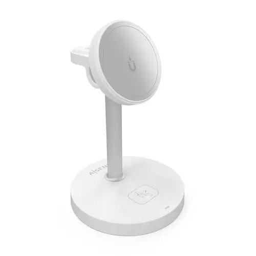AISENS Cargador Inalambrico USB C 3 en 1 De 15W Para Movil  Apple Watch  Auriculares Con Estuche De Carga  Blanco - Imagen 2