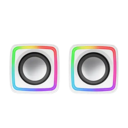 MSCUBEW Blanco, Altavoces Gaming RGB Compactos, Procesador Sonido DSP 8W, Control Volumen - Imagen 2