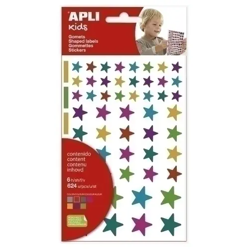 APLI GOMETS ESTRELLAS REMOVIBLES MULTICOLOR 624U 6 HOJAS C/SURTIDOS