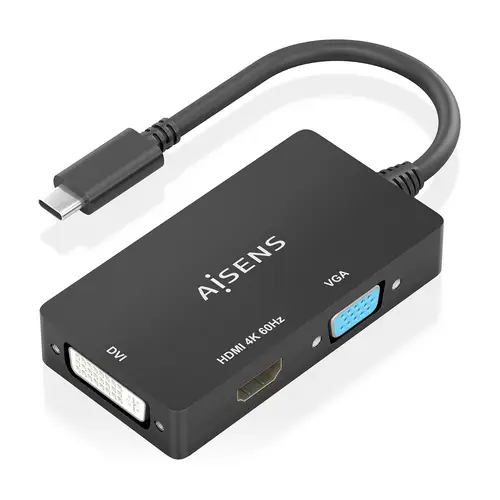 Conversor USB-C A DVI/HDMI/VGA, USB-C/M-DVI/H-HDMI/H-VGA/H, Negro, 15cm - Imagen 1