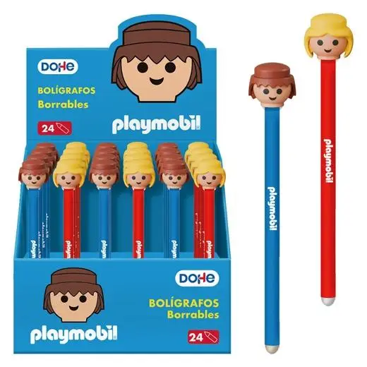 DOHE BOLÍGRAFO BORRABLE PLAYMOBIL 1.0MM TINTA AZUL C/SURTIDOS EXPOSITOR 24 UD