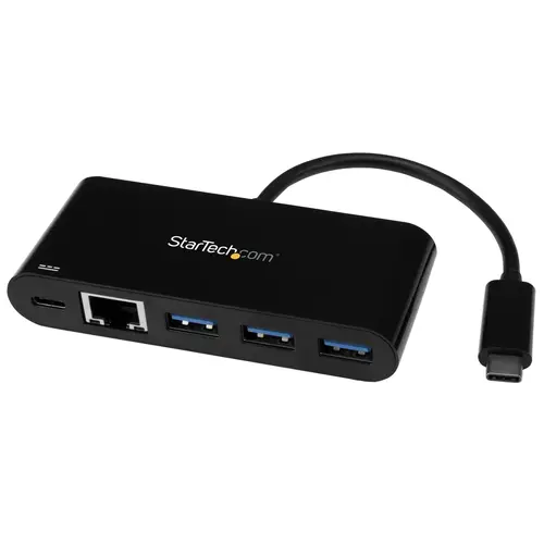 Hub Concentrador USB 3.0 USB-C de 3 Puertos con Ethernet Gigabit y Entrega de Alimentación de 60W con Puerto Pass-Through - USB Tipo C a 3 Puertos USB-A (USB 3.0 SuperSpeed de 5Gbps) - Ladrón Adaptador USB 3.2 Gen 1 Tipo C - Imagen 1