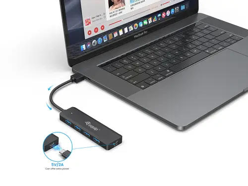 128959 hub de interfaz USB 3.2 Gen 1 (3.1 Gen 1) Type-A 5000 Mbit/s Negro - Imagen 4