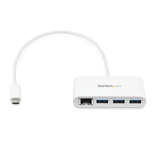 Concentrador USB 3.0 (5Gbps) de 3 Puertos con USB-C y Ethernet Gigabit - Hub Ladrón de USB Convencional - Blanco - Imagen 2