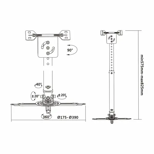 CP02TSRE-051 montaje para projector Techo Negro - Imagen 5