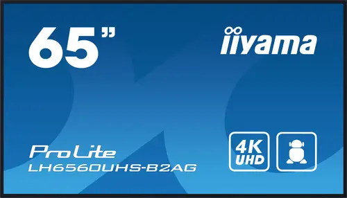 LH6560UHS-B2AG pantalla de señalización Pizarra de caballete digital 165,1 cm (65") LED Wifi 500 cd / m² 4K Ultra HD Negro Procesador incorporado Android 11 24/7 - Imagen 1