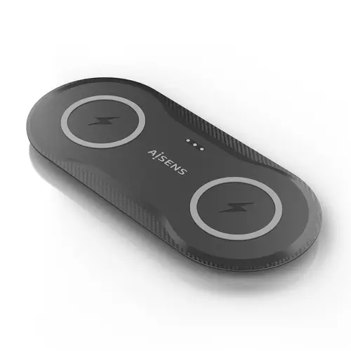 AISENS Cargador Inalambrico USB C 15W 2 en 1 Para Movil Auriculares  Negro