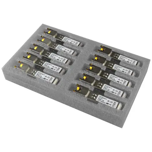 Paquete de 10 Módulos SFP Compatibles con Cisco GLC-T - 1000BASE-T - SFP a RJ45 Cat6 / Cat5e - SFP Ethernet Gigabit de 1Gb - RJ45 - 100m - Cisco Firepower, ASR920, IE2000 - Imagen 1