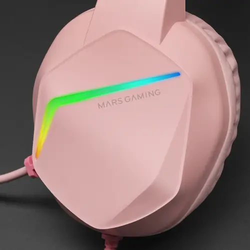 MH122 Rosa, Cascos Gaming FRGB Over Ear con Micrófono, Sonido HiFi, Cancelación de Sonido, Ultraligeros, PS4 PS5 Xbox Switch Tablet Windows Mac - Imagen 4