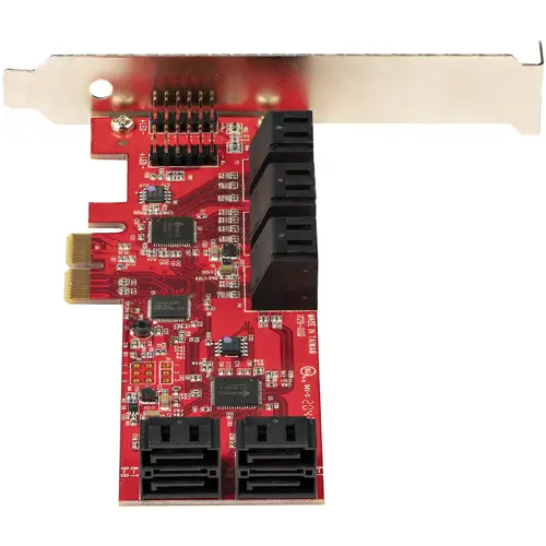 Tarjeta PCIe Controladora SATA de 10 Puertos - Tarjeta de Expansión PCI Express SATA - 6Gbps - Perfil Bajo/Completo - Conectores SATA Apilados - ASM1062 sin RAID - Imagen 4