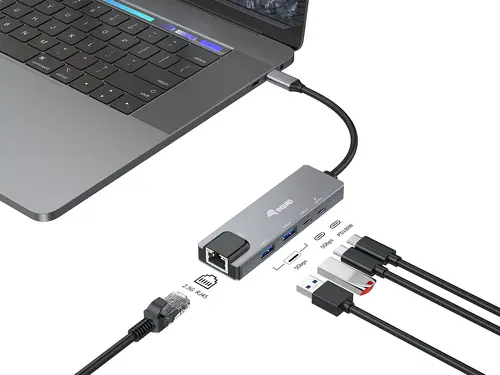 133496 Adaptador multifunción 5 en 1, 2,5 GbE, USB-A x 2, USB-C x 1, USB-C , 100 W USB PD - Imagen 4