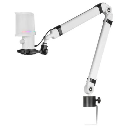 MMIC-XT, Micrófono de Estudio Profesional Alta Definición 192Khz 24-bit, Brazo Omnidireccional, Soporte Antivibración, Filtro Pop Malla Metálica, Blanco - Imagen 1