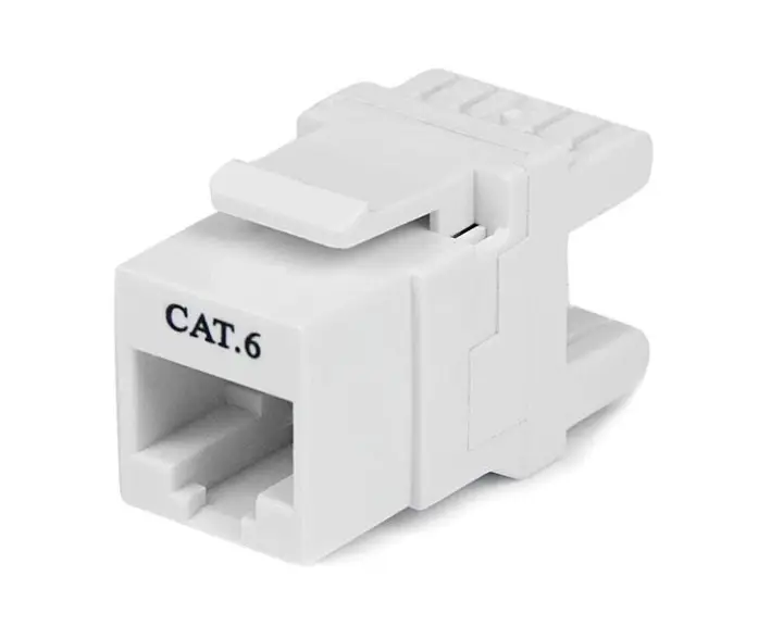 Jack Conector de Pared Módulo Keystone RJ45 Hembra Cat6 de Red 180º - Blanco - Tipo 110
