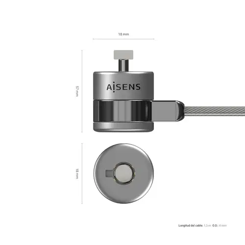 Cable de Seguridad con Cerradura de Llave para Ordenador, Monitor, Portatil 1.5 m - Imagen 3