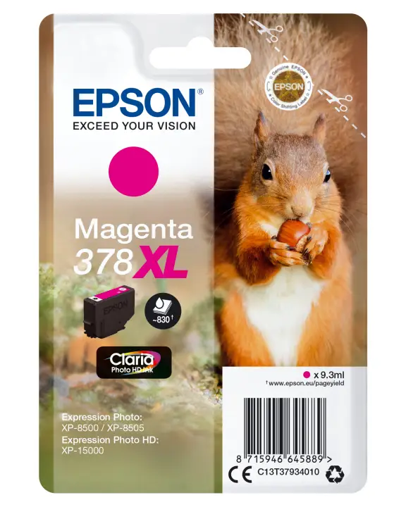 Squirrel Singlepack Magenta 378XL Claria Photo HD Ink