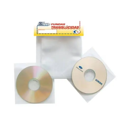 PACK DE 100 FUNDAS CD-DVD PP TRANSPARENTE NO ADHESIVAS CON SOLAPA..