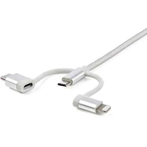 Cable Trenzado de 1m USB a Lightning USB-C y Micro USB - Cable Cargador para Teléfono Móvil iPhone iPad Tablet - Imagen 3