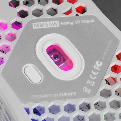 MM55W, Ratón Inalámbrico Gaming RGB Chroma, Ultra-ligero 55 g, 12800 DPI, Switches Mecánicos Programables HUANO, Blanco - Imagen 6