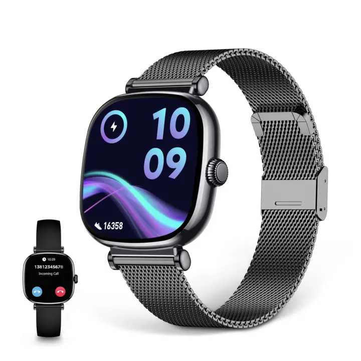 Smartwatch Iria, Pantalla AMOLED 1.7", Autonomía 4 días, Correa metal y silicona, Modos deporte y salud, Llamadas, Negro