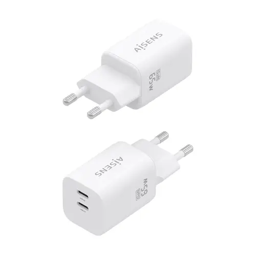 AISENS Cargador GaN 65W  2xUSB C PD3 0 QC4 0  Blanco - Imagen 3
