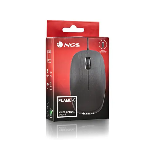 FLAME-C ratón Universal Ambidextro USB Tipo C Óptico 1000 DPI - Imagen 7