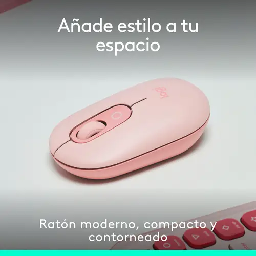 POP Mouse, ratón inalámbrico Bluetooth compacto y portátil con botones programables y clics discretos, tecnología Easy-Switch para alternar hasta 3 dispositivos, portátil, tablet, PC: Rosa - Imagen 2