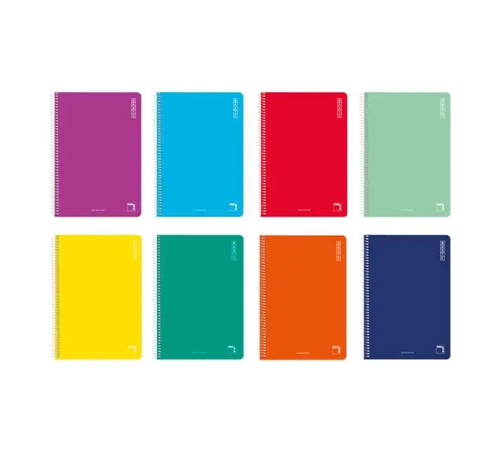 PACSA CUADERNO BASIC 80 HOJAS 1 LINEA TAPAS CARTÓN CUARTO 60GR COLORES SURTIDO -10U-
